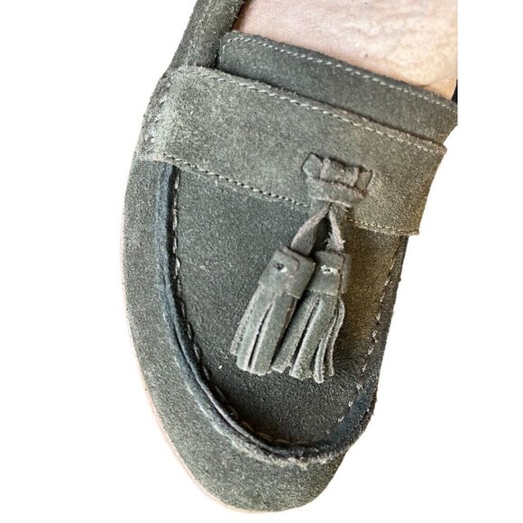 Mia Suede Wedge 10 Green Slip On Platform Boho Tassel Retro Hippie Indie Y2K 80s - Picture 8 of 14